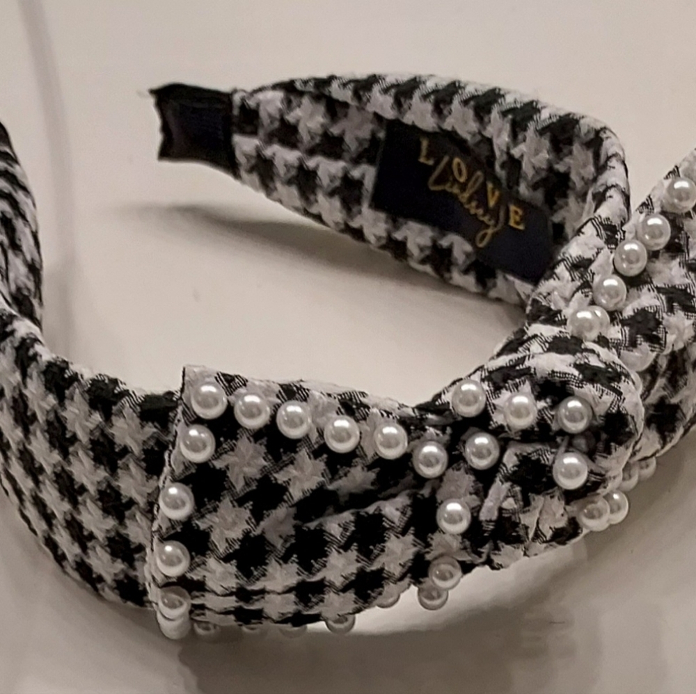 Cost Plus World Market Black and White Houndstooth Headband